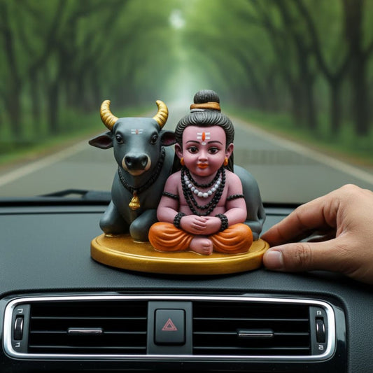 Bal Shiv Murti With Nandi For Car Dashboard