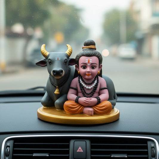 Bal Shiv Murti With Nandi For Car Dashboard