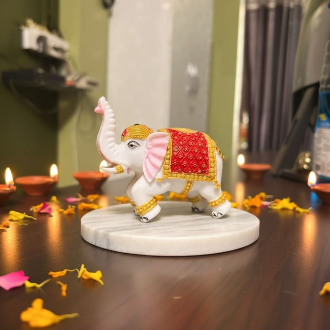 Colourful Elephant Idol For Pooja, Vastu & Gift, Home Temple Décor ( Pack of 2 ) Design 1