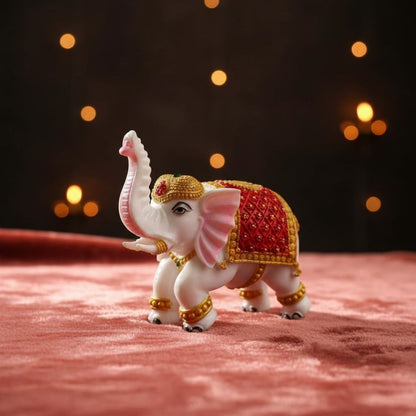 Colourful Elephant Idol For Pooja, Vastu & Gift, Home Temple Décor ( Pack of 2 ) Design 1