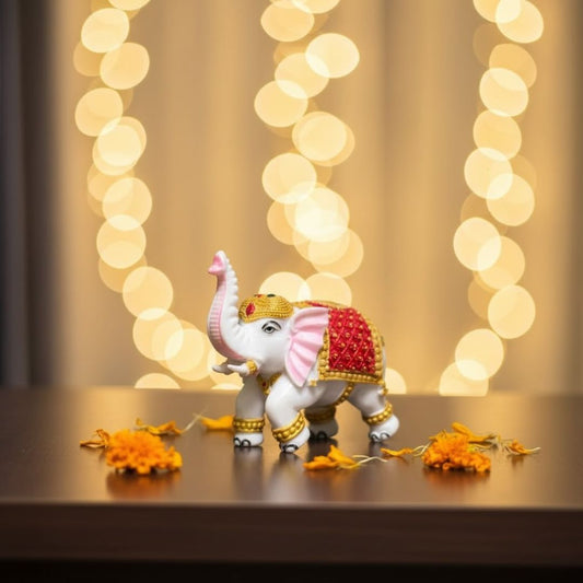 Colourful Elephant Idol For Pooja, Vastu & Gift, Home Temple Décor ( Pack of 2 ) Design 1