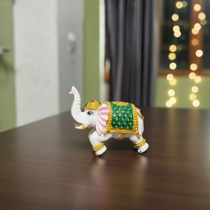 Colourful Elephant Idol For Pooja, Vastu & Gift, Home Temple Décor ( Pack of 2 ) Design 2