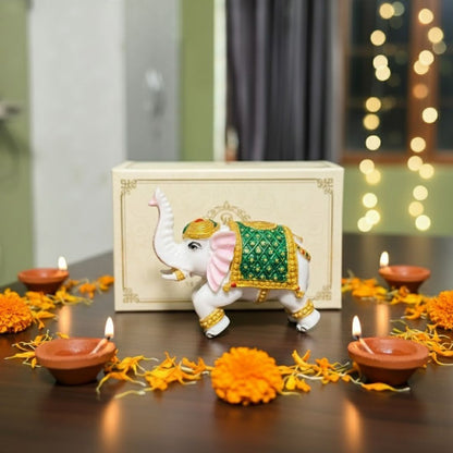 Colourful Elephant Idol For Pooja, Vastu & Gift, Home Temple Décor ( Pack of 2 ) Design 2