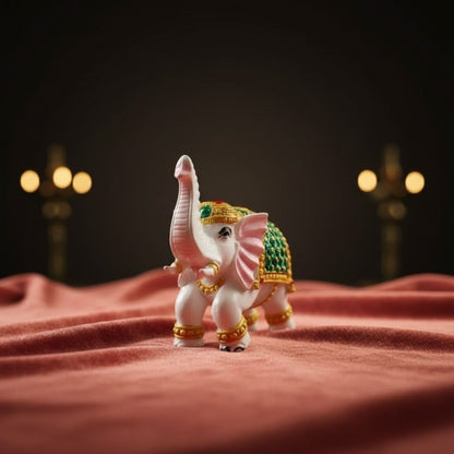 Colourful Elephant Idol For Pooja, Vastu & Gift, Home Temple Décor ( Pack of 2 ) Design 2