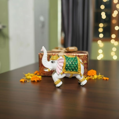 Colourful Elephant Idol For Pooja, Vastu & Gift, Home Temple Décor ( Pack of 2 ) Design 2