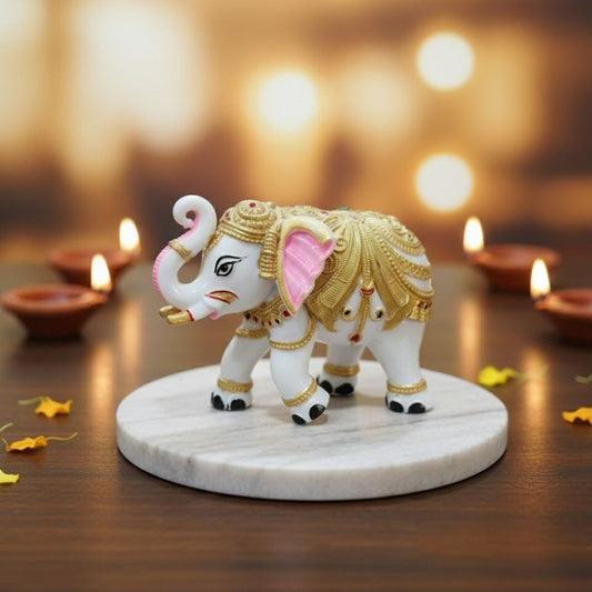 Colourful Elephant Idol For Pooja, Vastu & Gift, Home Temple Décor ( Pack of 2 ) Design 3