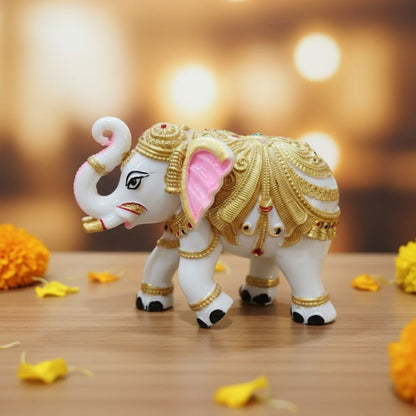 Colourful Elephant Idol For Pooja, Vastu & Gift, Home Temple Décor ( Pack of 2 ) Design 3