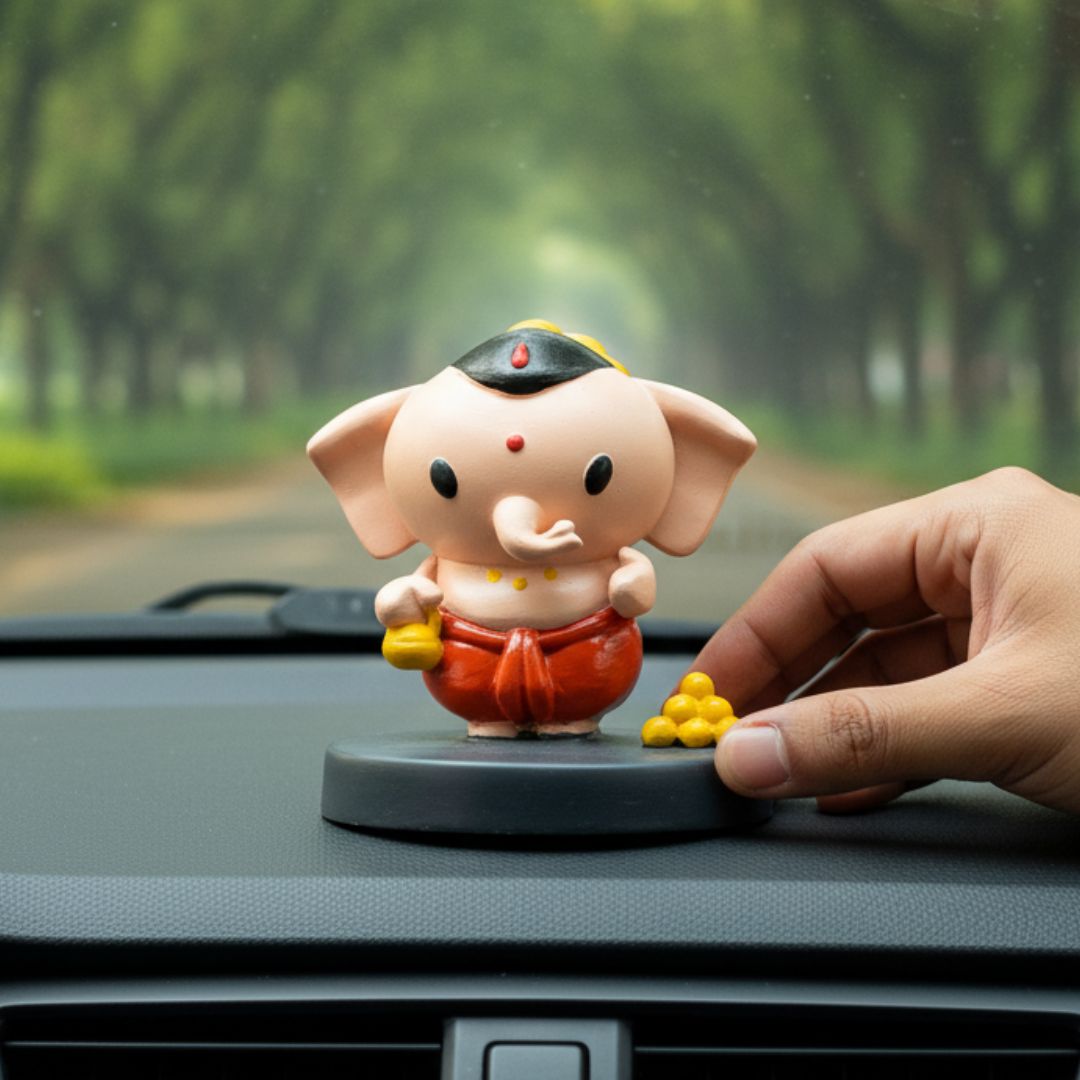 Cute Bal Ganesha Idol For Car Dashboard