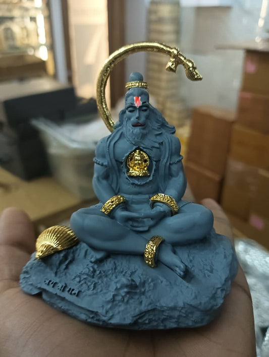 Gold Plated Hanuman Ji Murti Statue with Ram Ji in Heart For Pooja, Car Dashboard and Gifting