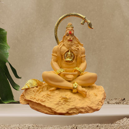 Gold Plated Hanuman Ji Murti Statue with Ram Ji in Heart For Pooja, Car Dashboard and Gifting