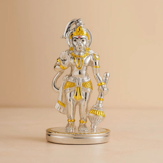 Gold & Silver Plated Resin Hanuman Idol For Pooja, Car Dashboard and Gifting