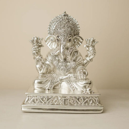 Gold & Silver Plated Shri Ganesh Idol For Pooja, Car Dashboard and Gifting