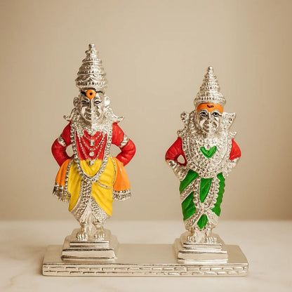 Gold & Silver Plated Vitthal Rukmini Idol For Pooja, Car Dashboard and Gifting