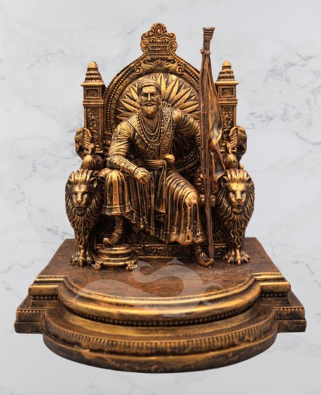Chhatrapati Shivaji Maharaj on Sinhasan | 10-Inch Idol with Rajdand