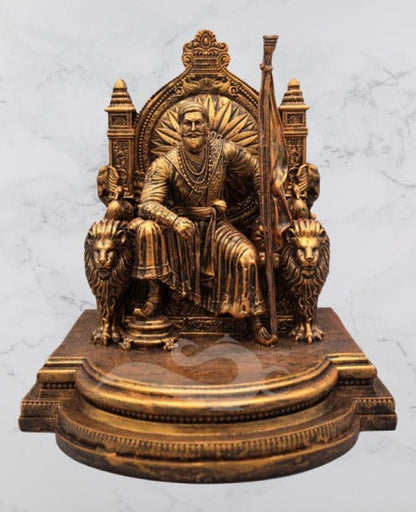 Chhatrapati Shivaji Maharaj on Sinhasan | 10-Inch Idol with Rajdand
