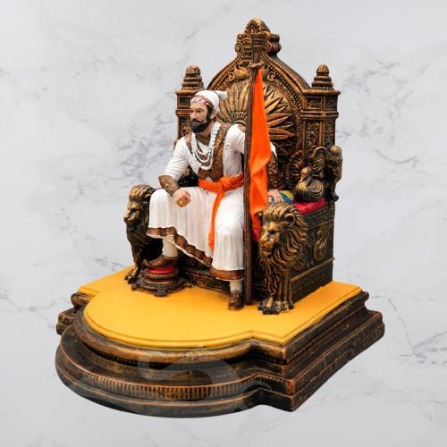 Chhatrapati Shivaji Maharaj on Sinhasan | 10-Inch Idol with Rajdand