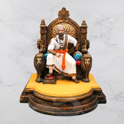 Chhatrapati Shivaji Maharaj on Sinhasan | 10-Inch Idol with Rajdand