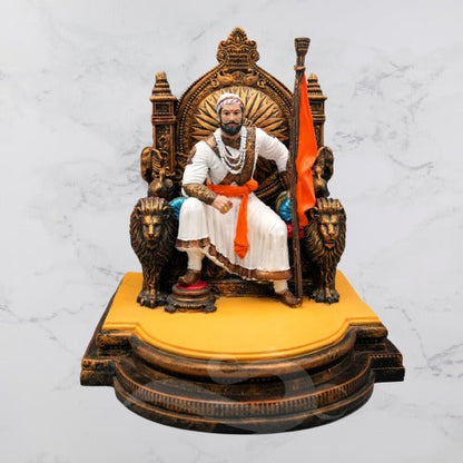 Chhatrapati Shivaji Maharaj on Sinhasan | 10-Inch Idol with Rajdand