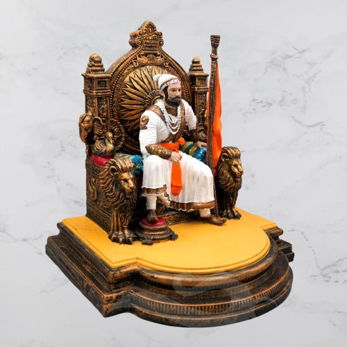 Chhatrapati Shivaji Maharaj on Sinhasan | 10-Inch Idol with Rajdand