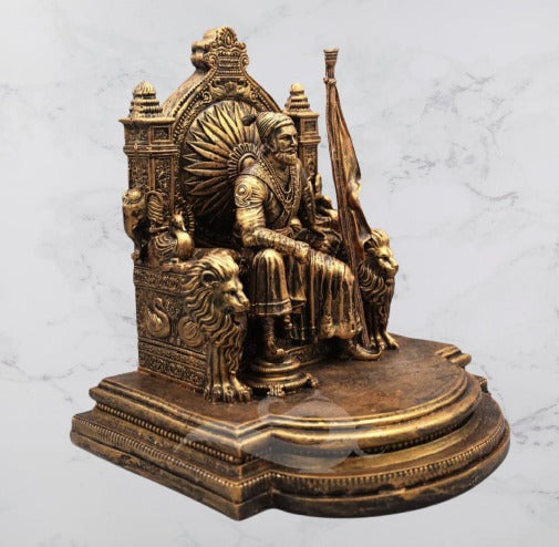 Chhatrapati Shivaji Maharaj on Sinhasan | 10-Inch Idol with Rajdand