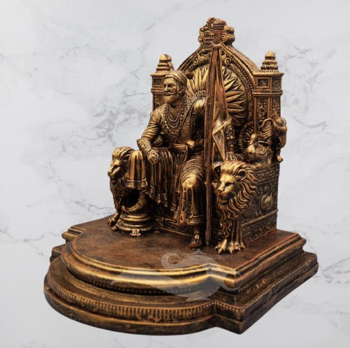 Chhatrapati Shivaji Maharaj on Sinhasan | 10-Inch Idol with Rajdand