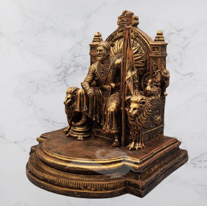 Chhatrapati Shivaji Maharaj on Sinhasan | 10-Inch Idol with Rajdand