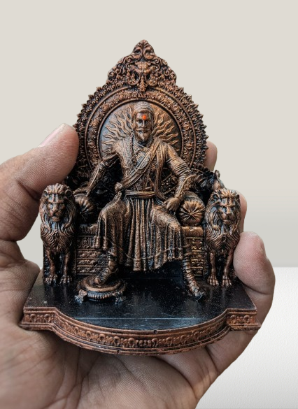 Shivaji Maharaj Sinhasan Idol | 4-Inch Chhatrapati Shivaji Maharaj Statue on Throne | Heritage Warrior Sculpture