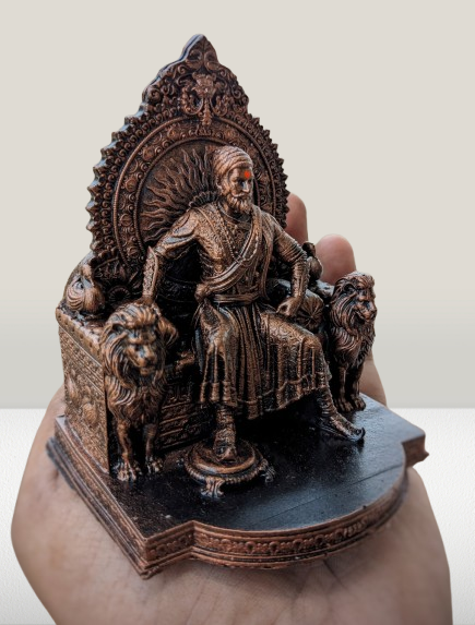 Shivaji Maharaj Sinhasan Idol | 4-Inch Chhatrapati Shivaji Maharaj Statue on Throne | Heritage Warrior Sculpture