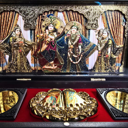 Shri Radha Shyam Pocket Temple | Banke Bihari with Radha ji | Mini Pooja Box (Gold Plated)