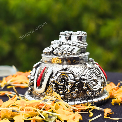 Tirupati Balaji Charan Paduka | Gold & Silver Plated with Shanku Chakra Namam (2.5 Inch)