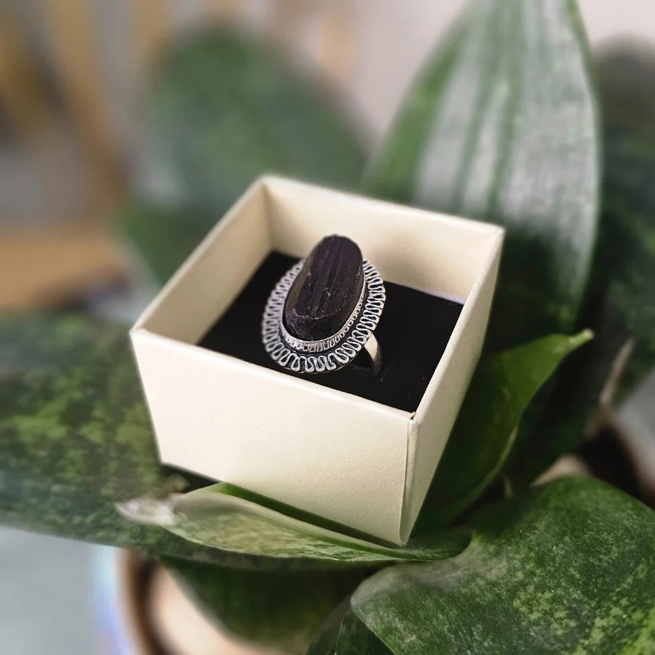 Black Tourmaline Ring For Emotional Stability