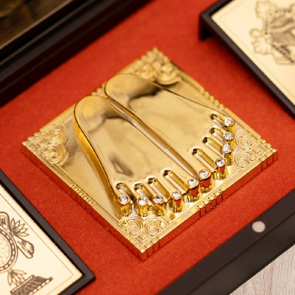 Tirupati Balaji Pocket Temple | Balaji Pocket Temple Box with Charan Paduka (Rectangle Shape & Gold Plated)