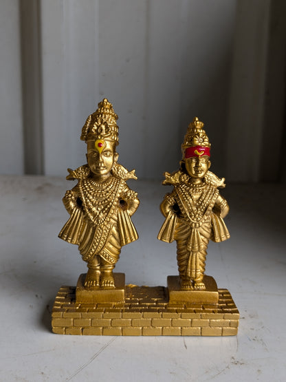 Vitthal Rukmini Statue | God Vitthal Rukmai Decorative Showpiece |  Panduranga Murti, Black & Gold (3 Inch)