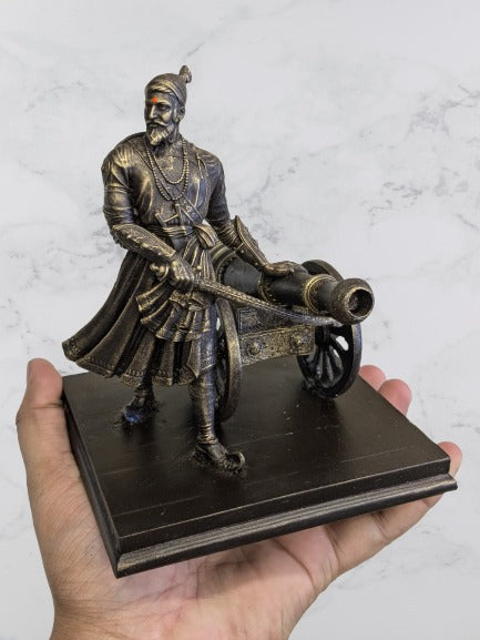 Chatrapati Shivaji Maharaj Idol with Toph | 6 & 9-Inch Maratha Warrior Statue | Symbol of Valor and Strategy