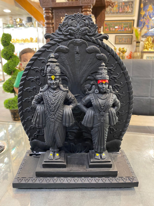 Vitthal Rukmini Murti | Panduranga murti | Vithoba Rakhumai Idol with Protective Cover (12 Inch)