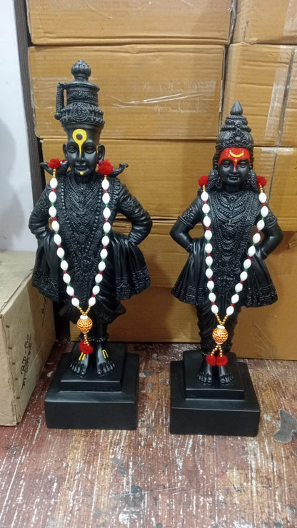 Vitthal Rukmini Murti | Panduranga Idol Black Finish | Vithoba Idol Divine Symbol of Devotion & Grace (2 Feet)