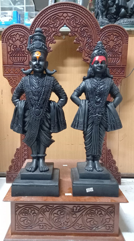 Vitthal Rukmini Murti | Panduranga Idol Black Finish | Vithoba Idol Divine Symbol of Devotion & Grace (2 Feet)
