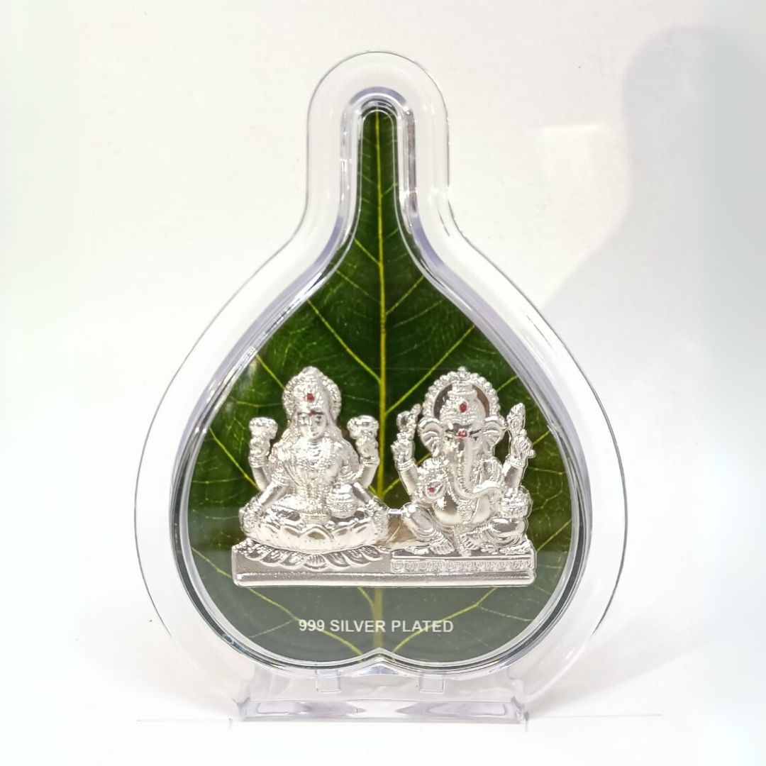 Pure Silver Shri Laxmi Ganesh Frame - 99% Purity Certified