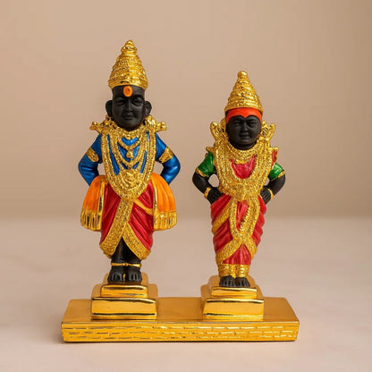 Gold & Silver Plated Vitthal Rukmini Idol For Pooja, Car Dashboard and Gifting