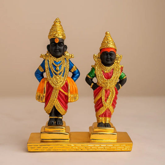 Gold & Silver Plated Vitthal Rukmini Idol For Pooja, Car Dashboard and Gifting