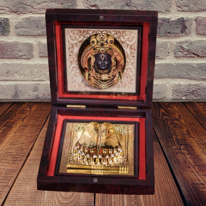Sacred Ram Lalla Pocket Temple | Gold-Plated Ram Mandir Mini Pooja Box | Portable Temple for Devotion & Blessings
