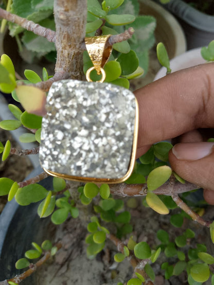 Pyrite Square Golden Pendent