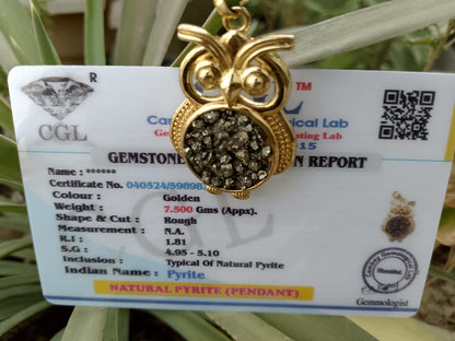 Pyrite Owl Pendent