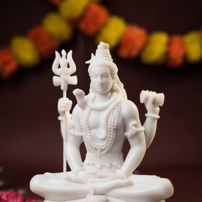 White Marble Lord Shiva Murti | Premium Statue of Mahadev
