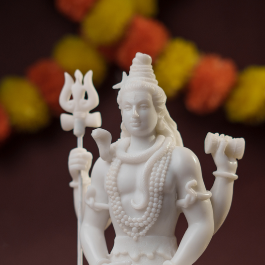 White Marble Lord Shiva Murti | Premium Statue of Mahadev