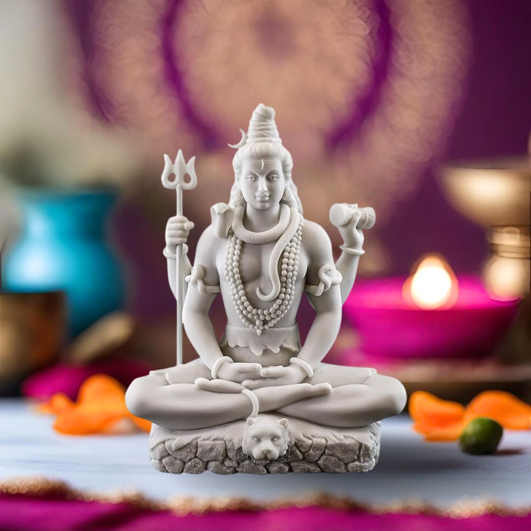 White Marble Lord Shiva Murti | Premium Statue of Mahadev
