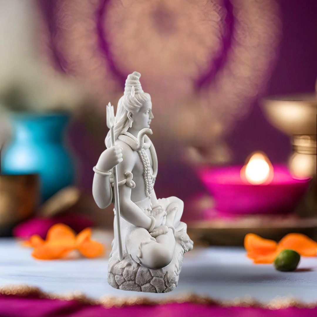 White Marble Lord Shiva Murti | Premium Statue of Mahadev