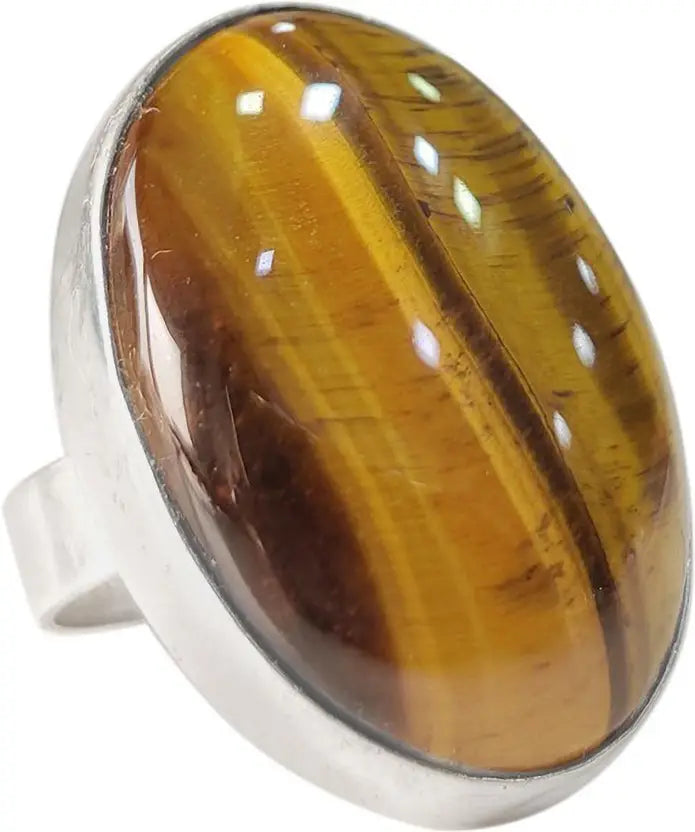 Natural Tiger Eye Oval Cut Gemstone Ring