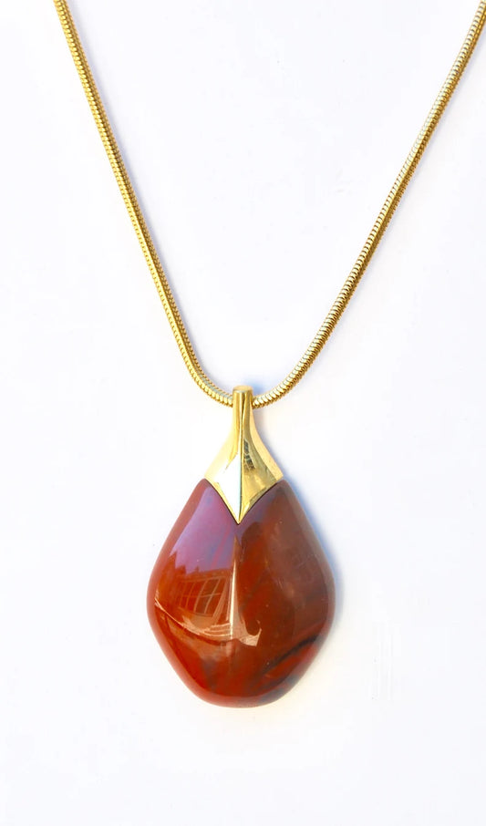 Vintage LANVIN Paris Brown Marbled Pear Shaped Pendant