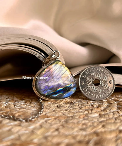 Pendentif Labradorite pourpre naturel, Pendent